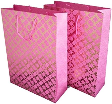 FlexiGoods4-Pack Large Gift Bags for Presents | Premium Quality Paper Bags with Handles | Perfect for Special Occasions | 16.5" x 12" x 4.7", Pink
