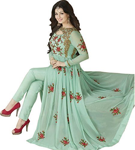 dwarkesh fashion women's georgette dress material (df_suit-014 green_green_standerd)