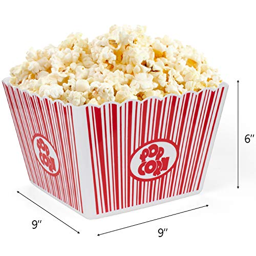 Hedume 6 Pack Popcorn Containers, Plastic Movie Theater Style Popcorn