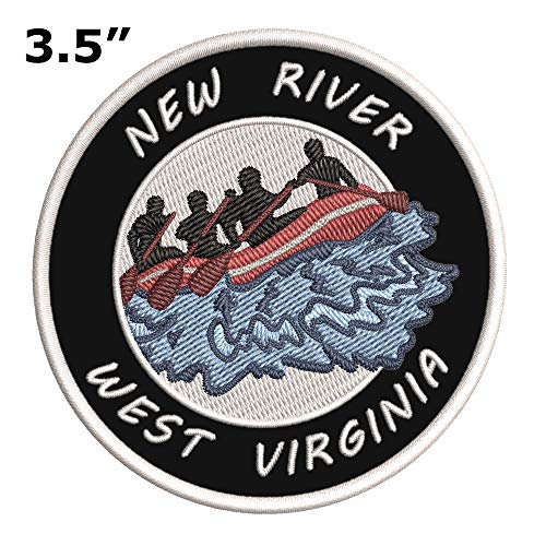 New River, West Virginia White Water Rafting Embroidered Premium Patch DIY Iron-on or Sew-on Decorative Badge Emblem Vacation Souvenir Travel Gear Clothes Appliques