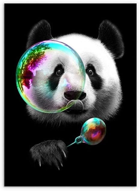 Amazon クリエイティブパンダ吹く泡ポスター漫画パンダ壁アートパネル白黒キャンバス絵画インテリアモダンパンダ写真北欧版画寝室子供部屋装飾画 ウォールステッカー オンライン通販