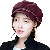 Siggi Womans Winter Fall Newsboy Cabbie Cap Ladies Cloche Beret Hat Burgundy