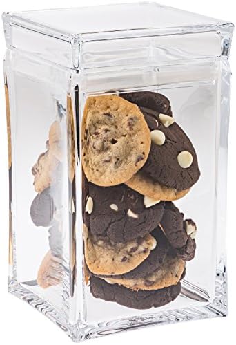 Cookie Jar with Lid – Cookie Container , Airtight , Clear Plastic , Square Shaped in Premium Acrylic (Medium Size)