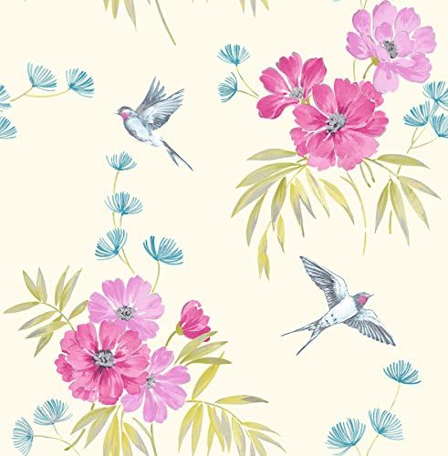 Fine Decor 2900 415 Rivaフローラル壁紙 マゼンタ 壁紙 Amazon