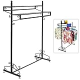 Victorian Style Boutique Clothes / Garment Display Rack w/ Dual Hangrail &amp; Cargo Shelves, Black - MyGift® (Kitchen)