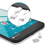 PortPlugs - USB C Aluminum Finish Dust Plug Set for Samsung s8, s9, and More- Free Cord Holders and Port Cleaning Brush(Silver)