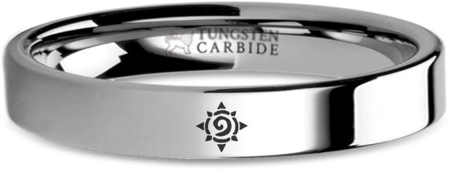 Blizzard Hearthstone Logo Symbol Laser Engraved Tungsten Ring 4 mm