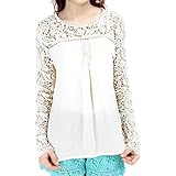 Lisli® Womens Chiffon Lace Crochet Long Sleeve Tee Shirt Casual Blouse Tops