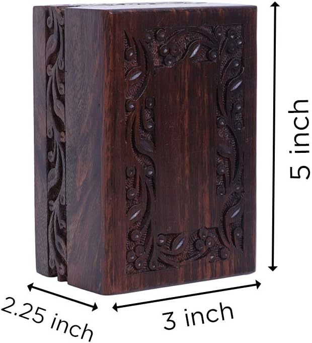 S.B.ARTS Wooden Keepsake Box, Handcarved Decorative Memorial Urn for Human & Pet Ashes Urns - Extra Small - Image 3