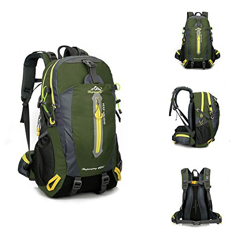 Camping Hiking Backpacks 40L Outdoor Sports Travel Climbing Skiing Rucksack Knapsack Daypack Bags Packs Nylon Waterproof for Men Women by BAYMERY (Olive Green)