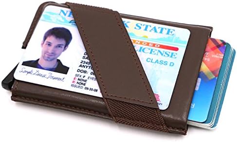 Rfid Aluminum Pop-up Credit Card Holder Leather Wrapped Slim Wallets for Men (Coffee)