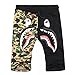 Shark Pattern Camouflage Stitching Shorts Men Drawstring Black Sports Shorts (Small, Camo-Black)