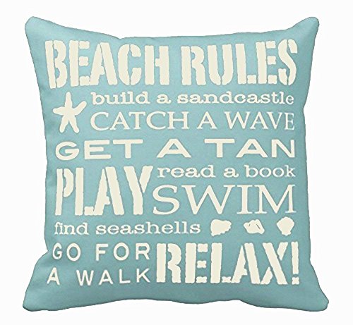 Emvency Set of 4 Throw Pillow Covers Beach Starfish Words Rules Holiday Summer Nautical Anchor Distressed Taupe…