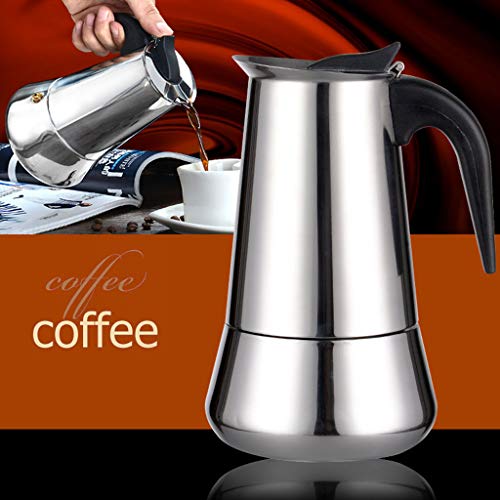 TiTCool Coffee Pot, Stainless Steel Wide Bottom Home Office Coffee Maker Moka Espresso Maker Percolator Stove (450ml)