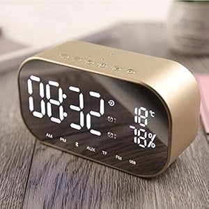 TTAototech Wekker met Bluetooth-luidspreker, multifunctionele thermometer Handsfree bellen Muziek MP3-speler, instelbare…