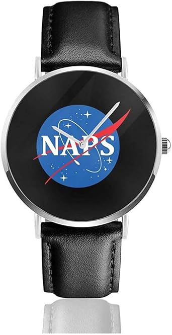 NASA Naps Logo Watches Reloj de Cuero de Cuarzo con ...