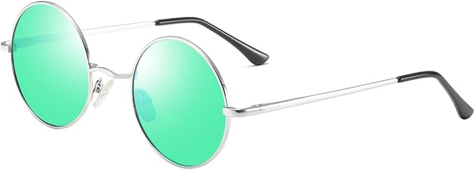 Amazon Dollger John Lennonスタイル ビンテージ ラウンド 偏光サングラス メンズ レディース 小さな円型 サングラス Us サイズ 51 カラー グリーン サングラス 通販
