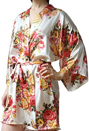 Women's Kimono Silk Robes for Bride and Bridesmaid Wedding Spa Party Floral Satin Robes