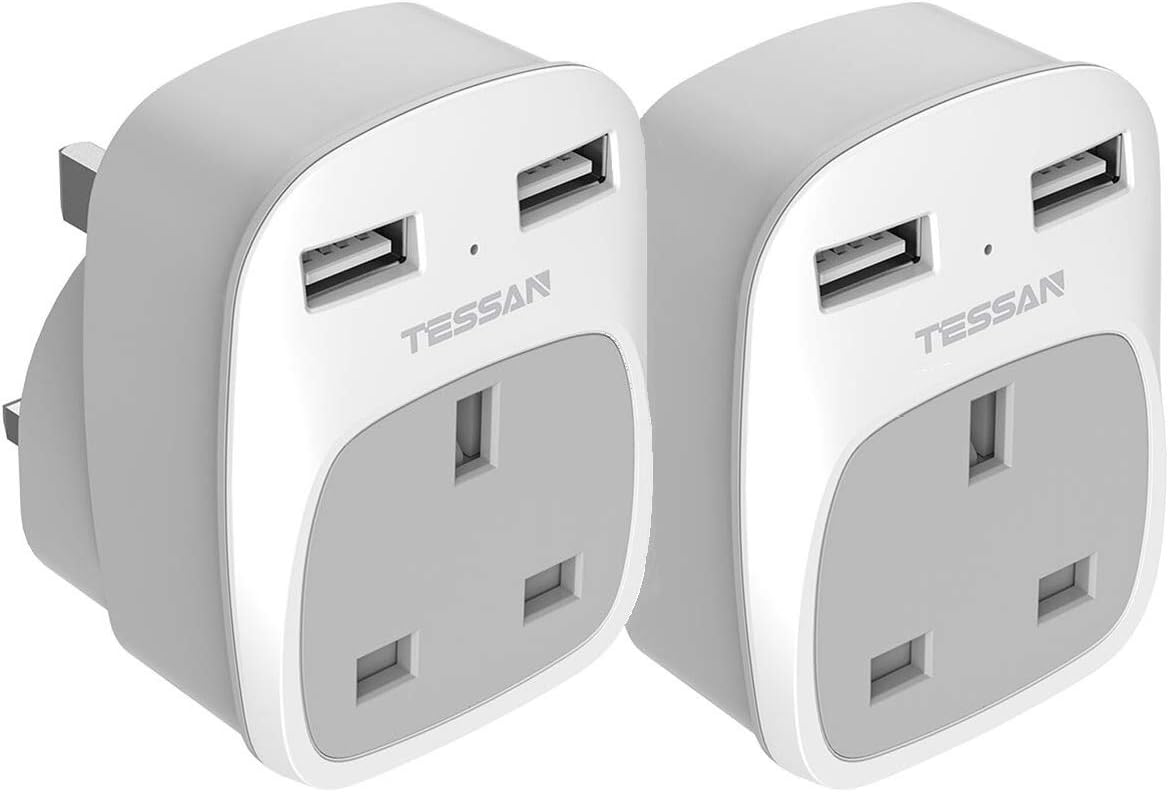USB Wall Plug Adapter, TESSAN Power Multi Socket Adaptor with Dual USB