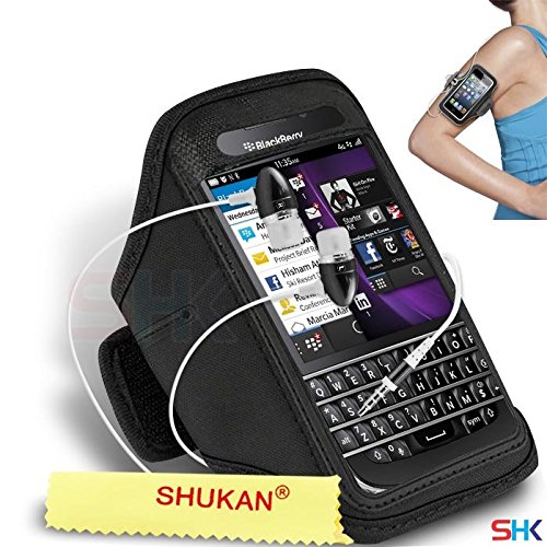 BLACKBERRY Q10 BLACK EARPHONE Adjustable Armband Sport Gym Bike Cycle  Running Jogging Sports Case Cover Holder Pouch (BB) with EAR BUDS Stereo  Hands