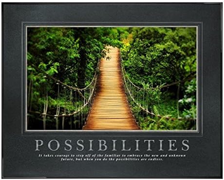 25 In. black Aluminum Frame, Gunmetal Mats with Foil Stamping - Possibilities Wooden bridge Motivational Poster