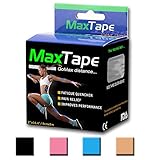 Kinesiology Tape MaxTape Elastic Tape for Athletes - Therapeutic Sports Tape for Injury & Performance - For Knee, Shoulder, Elbow, Ankle, Back, Neck Pain - Superior Waterproof Technology and Adhesion - Latex Free - (Choose Color Below)
