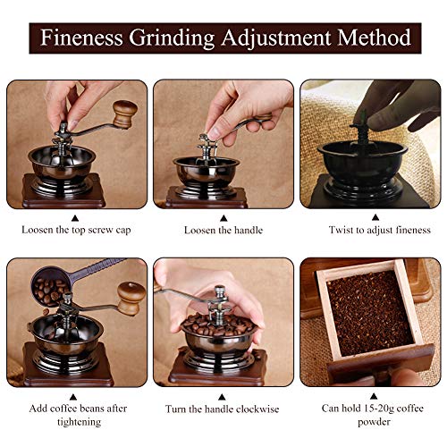 Manuelle Kaffeemühle Retro Holz Hand Kaffeemühle Kaffee Korn Burr Mill Maschine mit Catch Drawer(Red Wooden) – Bild 5