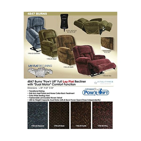 Catnapper Burns 4847 Power Dual Motor Infinate Position Full Lay Out