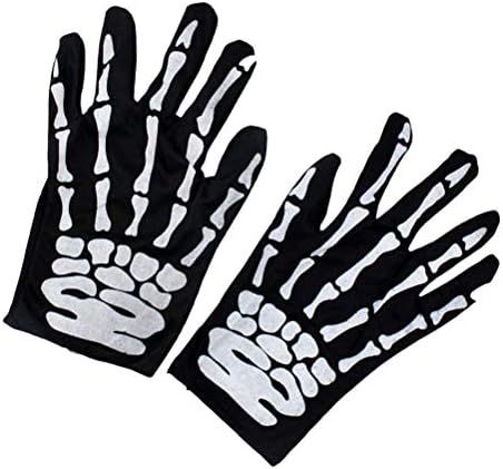V3E Men's Cotton Skull Full Finger Gloves (Black, Free Size)