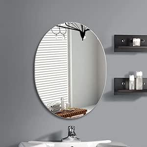 LXDDP Gran Espejo Ovalado Simple | Espejo sin Marco con Panel Vidrio