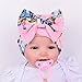 Ever Fairy 3pcs Infant Baby Girls floral print Nursery Newborn Hat Cap with Big Bow