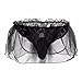 Crossdress Panties Feeshow Men's Jockstrap Lace Briefs Sissy Pouch Underwear Ruffle Skirted Black Large
