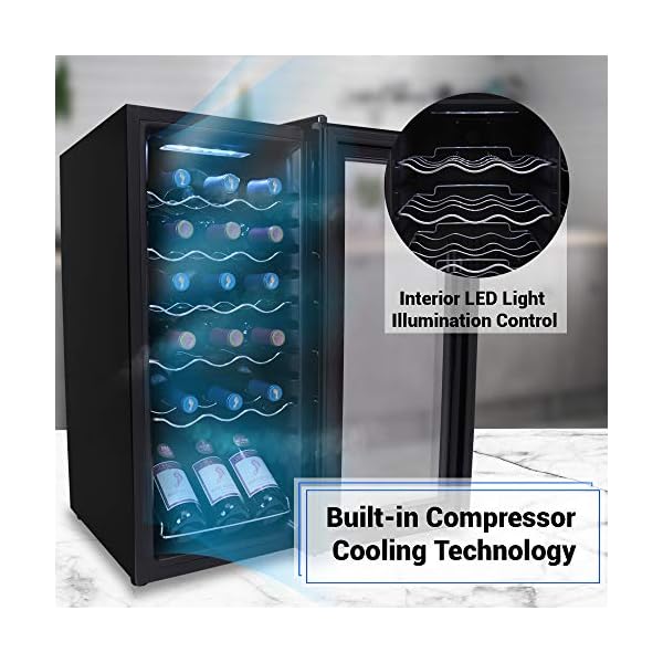 18-Bottle-Wine-Cooler-Refrigerator-White-Red-Wine-Fridge-Chiller-Countertop-Wine-Cooler-Freestanding-Compact-Mini-Wine-Fridge-18-Bottle-w-Digital-Control-Airtight-Glass-Door-NutriChef-PKCWC180