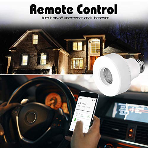 Elegant Choise Smart Wifi Bulb Socket E26/ E27 Bulb Adapter Base Converter Wi-Fi Led Light Bulbs Timer Holder Wireless Lamp Adapter Compatible with Alexa, Google Assistant and Alexa Accessories