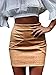 Simplee Apparel Women's High Waist Bodycon Faux Leather Pencil Skirt, 4/6, Medium, Camel