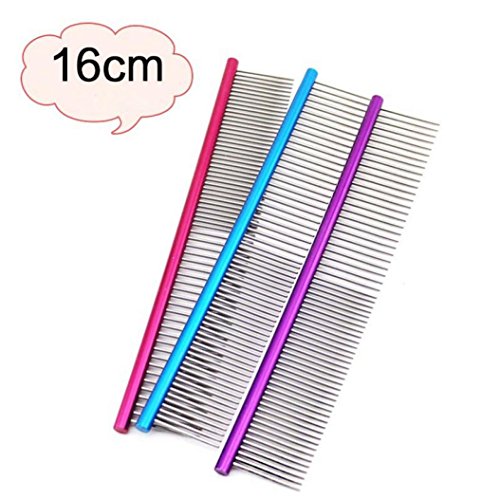 Fabal Pet Dog Comb Professional Steel Hair Trimmer Comb Dog Cat Cleaning Brush Pet Dog Cat Accessories (Purple)
