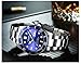 LOREO Mens Silver Stainless Steel Sapphire Glass Blue Rotating Bezel Men's Automatic Date Week Watch