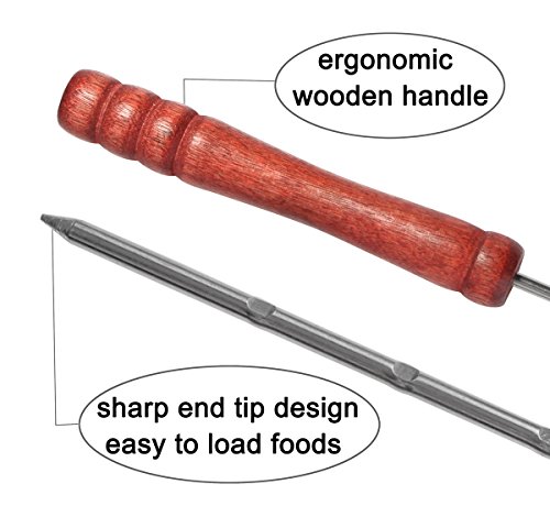 12pc BBQ Skewers set,Stainless Steel Metal Barbecue Kabob Sticks with Heat-resisting Handle- Pefect for Shish Kabob, Grill