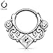 Body Accentz Lace Swirl Gem w/Square CZ Center Septum Clicker 16g