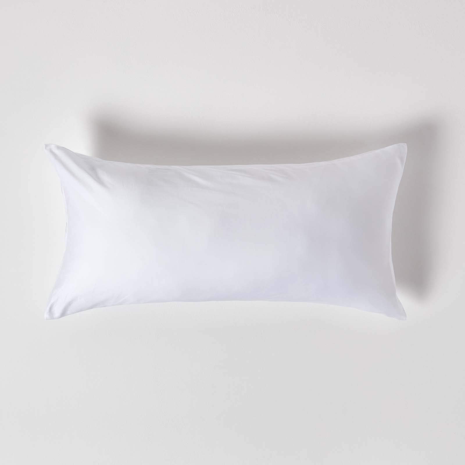 HOMESCAPES White Organic Cotton Euro Size Pillowcase 40 x 80 cm 400TC 600 Thread Count Equivalent Pillow Case with Zip