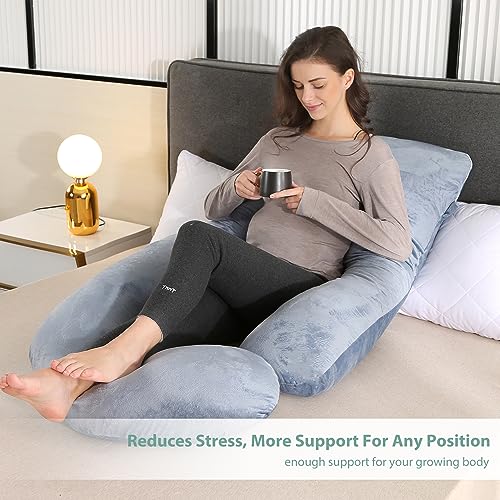 Chilling Home Pregnancy Pillows for Sleeping, U Shaped Body Pillow Pregnant Pillows for Sleeping Full Body Pillow, Pregnancy Must Haves Maternity Pillows 59 in Pregnancy Body Pillow with Velvet Cover