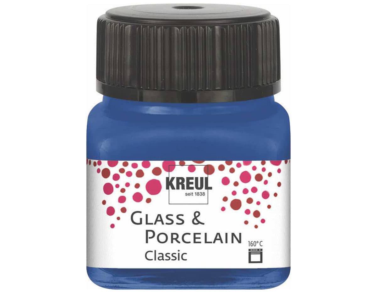 Kreul 16218 Glass & Porcelain Classic Cobalt Blue in 20 ml Glass, Brilliant Glass and Porcelain Paint Water-Based, Quick-Drying, Opaque — image 1