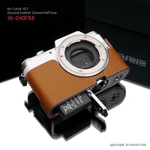 Gariz Genuine Leather XS-CHGF7LB Camera Metal Half Case for Panasonic Lumix GF7 DMC-GF7, Light Brown