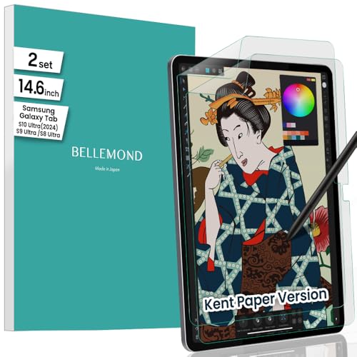 Photo 1 of BELLEMOND | Kent Paper Screen Protector for Samsung Galaxy Tab S10 Ultra 2024 / S9 Ultra / S8 Ultra (14.6") | Smooth Surface PET Film for Sketching & Note-Taking | Made in Japan | 2 Set
