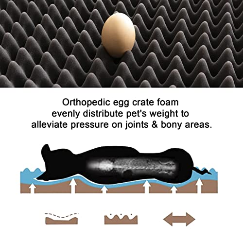 Tail Stories Large Dog Beds for Large Dogsup to 70lbs, Orthopedic Dog Beds Waterproof Mattress with Removable Washable Cover-4 Inch Thick Egg Crate Foam Dog Bed with Non-Slip Bottom, Navy