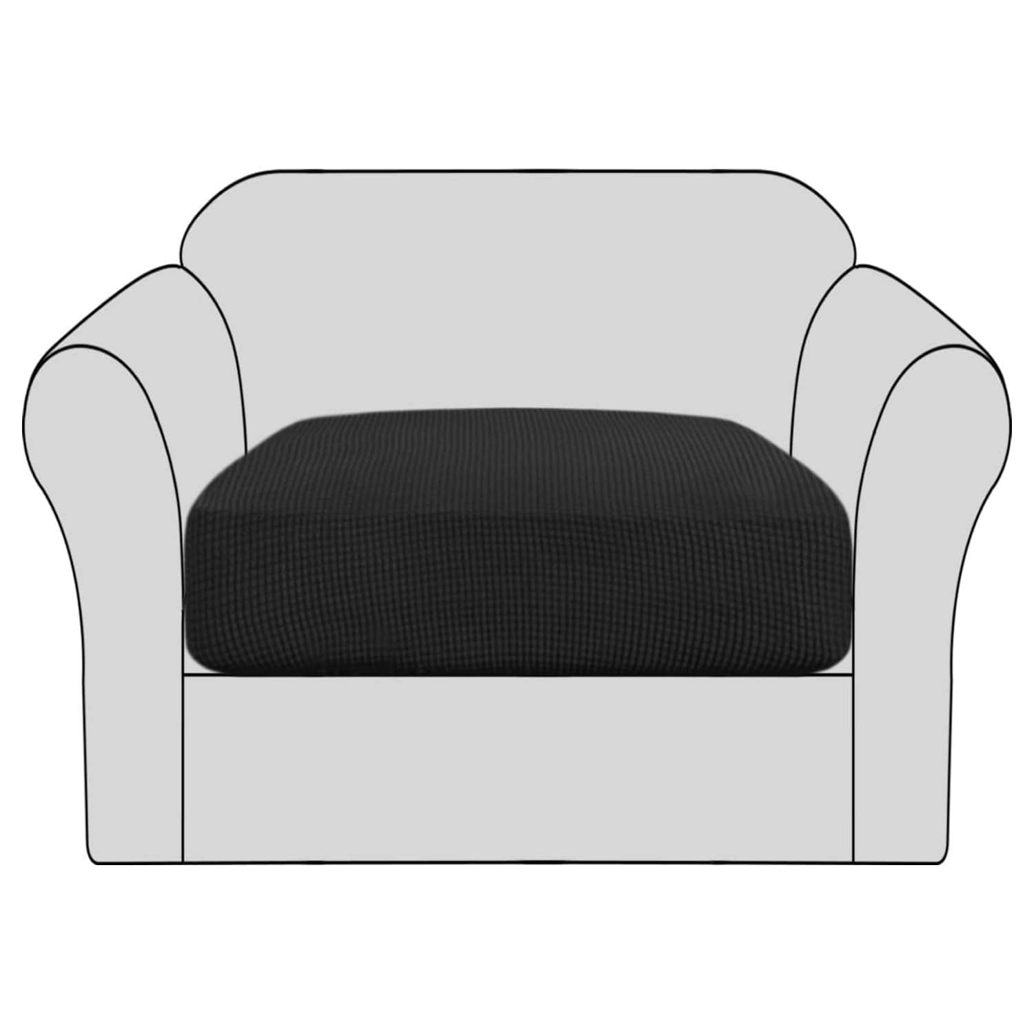 BellaHills Stretch Sofa Seat Cushion Cover Sofa Couch Cushion Furniture Protector Sofa Slipcover with Elastic Bottom Spandex Jacquard Fabric Small Checks(1 Piece, Black)