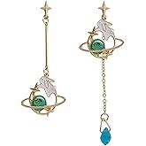 Bunny Earrings Asymmetric Cartoon Earrings Cute Rabbit Moon Star Tassel Earrings Long Bunny Tassel Earrings for Women Earrings Droplet Chain Jewelry for Friends