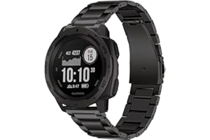 GARTOO Bands for Garmin Instinct/Instinct 2 Solar Watch Bands, Solid Stainless Steel Metal Replacement Wristband Strap Men for Garmin Instinct Tactical/Tide/Esports/Instinct Solar