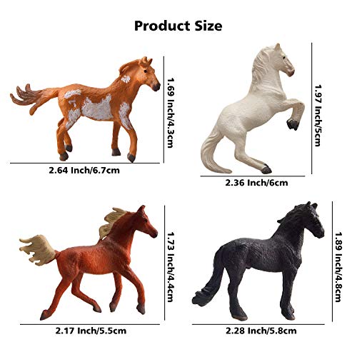 TOYMANY 12PCS 12" Tiny Horse Figurines Toy Set, Plastic Miniature Pony