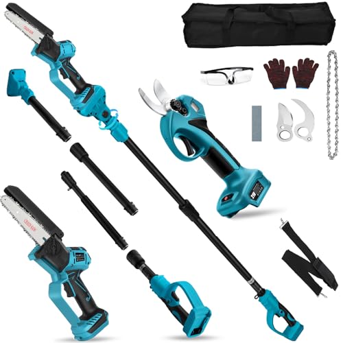 Battery Pruner 6 Inch Mini Branch Chainsaw Professional Pruning Saw for Makita 18 V (without Batteries), 4-in-1 Pruning Shears Telescopic Electric Telescopic Saw Pruning Saw Pruning Saw Garden Shears Battery Saw Working Height up to 4.5 m